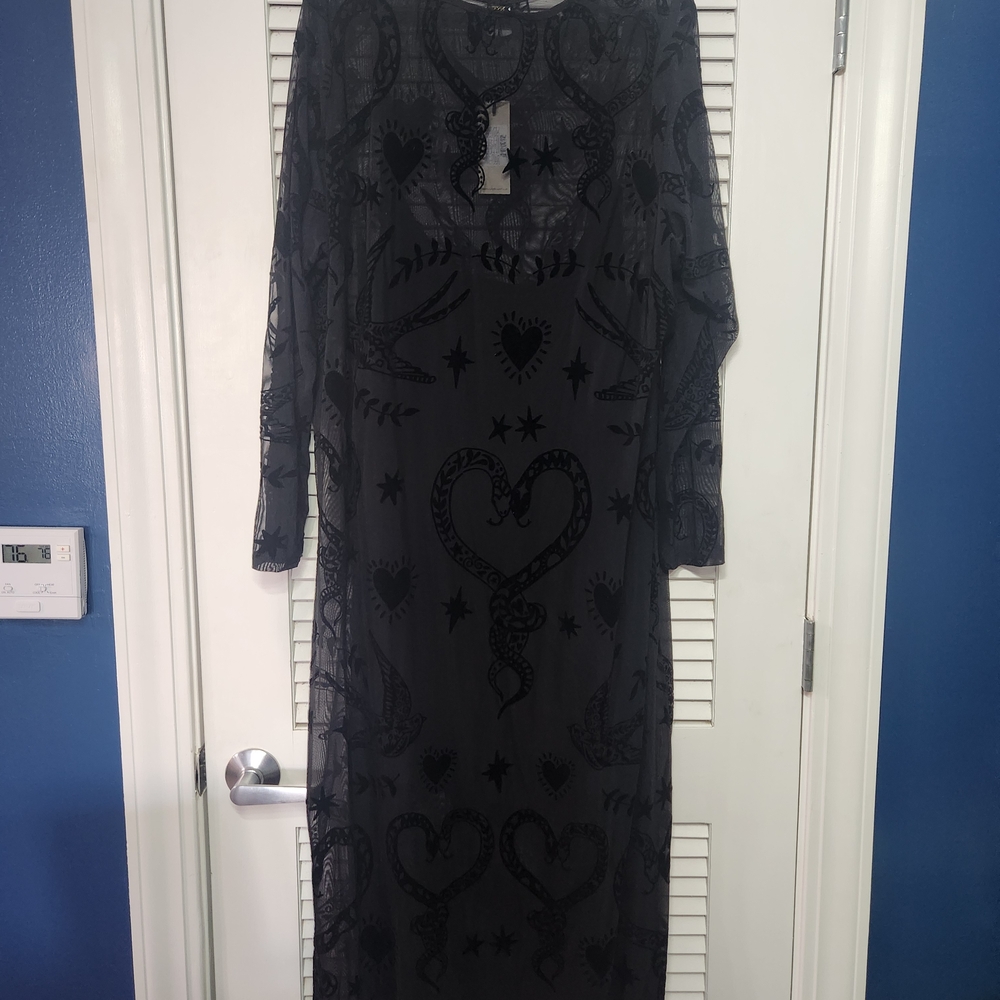 Never Fully Dressed Black Patterned Long Sleeve Dress - Picture 2 of 5
